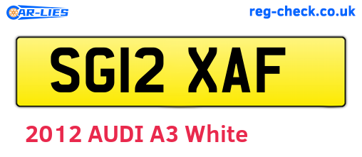 SG12XAF are the vehicle registration plates.