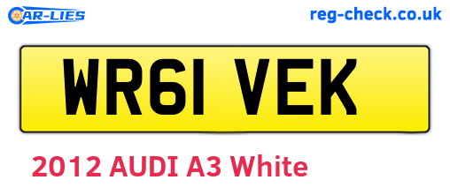 WR61VEK are the vehicle registration plates.