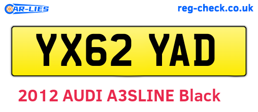 YX62YAD are the vehicle registration plates.