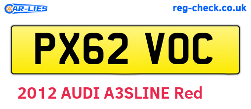 PX62VOC are the vehicle registration plates.