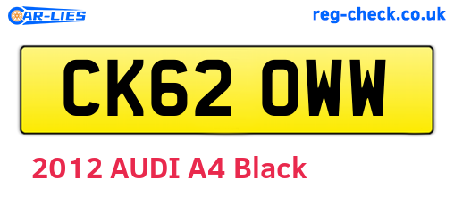 CK62OWW are the vehicle registration plates.