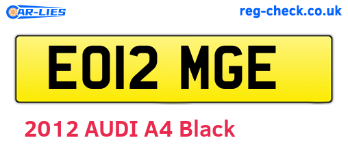 EO12MGE are the vehicle registration plates.