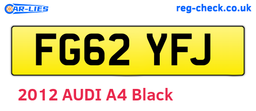 FG62YFJ are the vehicle registration plates.