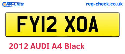 FY12XOA are the vehicle registration plates.