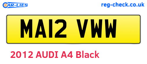 MA12VWW are the vehicle registration plates.