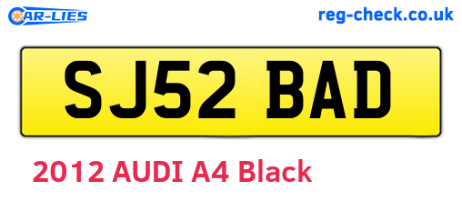 SJ52BAD are the vehicle registration plates.