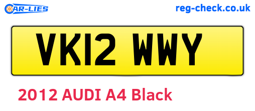 VK12WWY are the vehicle registration plates.
