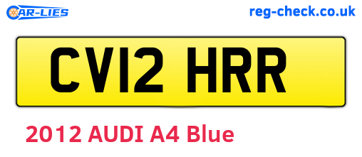 CV12HRR are the vehicle registration plates.