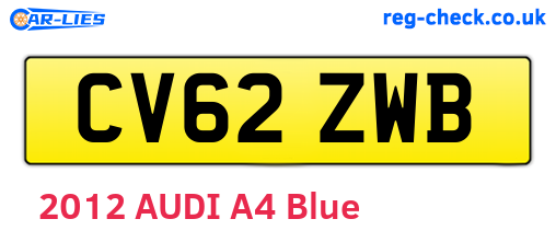 CV62ZWB are the vehicle registration plates.