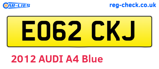 EO62CKJ are the vehicle registration plates.