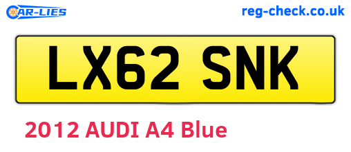 LX62SNK are the vehicle registration plates.