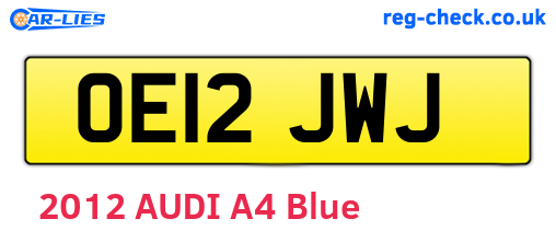 OE12JWJ are the vehicle registration plates.