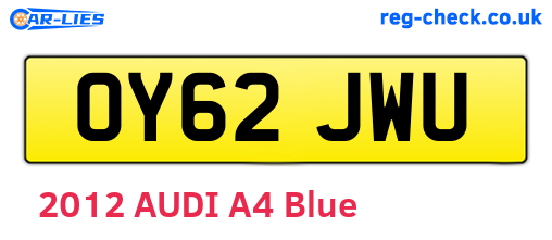 OY62JWU are the vehicle registration plates.