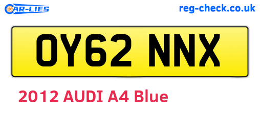 OY62NNX are the vehicle registration plates.