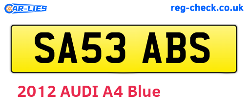 SA53ABS are the vehicle registration plates.