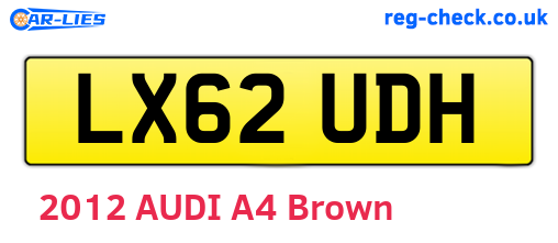 LX62UDH are the vehicle registration plates.