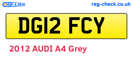 DG12FCY are the vehicle registration plates.
