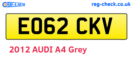 EO62CKV are the vehicle registration plates.