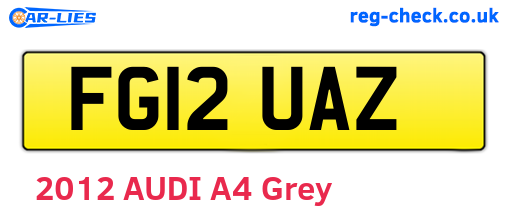 FG12UAZ are the vehicle registration plates.