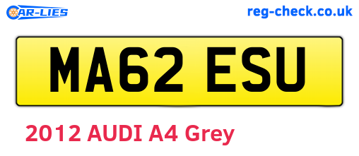 MA62ESU are the vehicle registration plates.