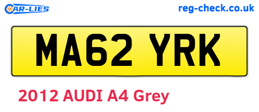 MA62YRK are the vehicle registration plates.