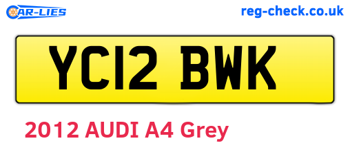 YC12BWK are the vehicle registration plates.