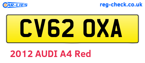 CV62OXA are the vehicle registration plates.