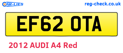 EF62OTA are the vehicle registration plates.