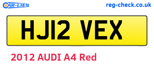 HJ12VEX are the vehicle registration plates.
