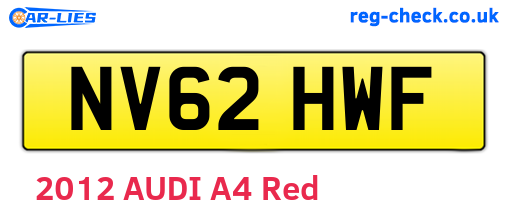 NV62HWF are the vehicle registration plates.