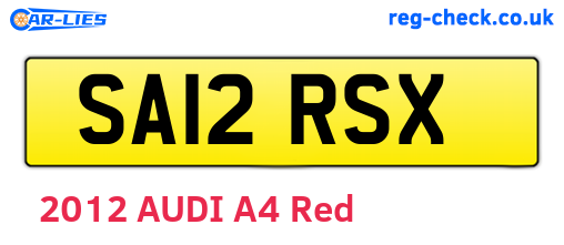 SA12RSX are the vehicle registration plates.