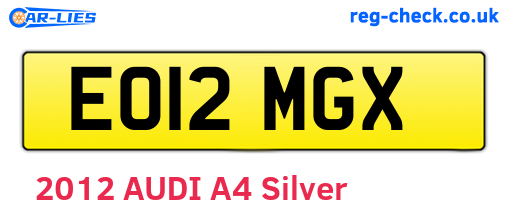 EO12MGX are the vehicle registration plates.