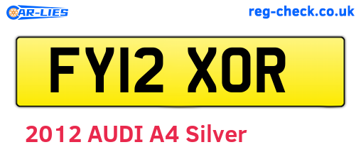 FY12XOR are the vehicle registration plates.