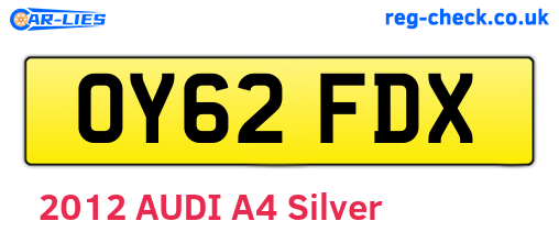 OY62FDX are the vehicle registration plates.