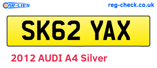 SK62YAX are the vehicle registration plates.