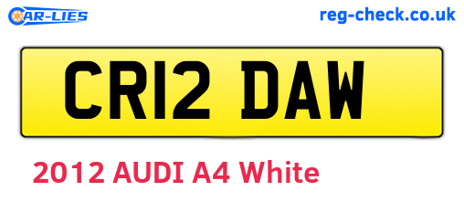 CR12DAW are the vehicle registration plates.