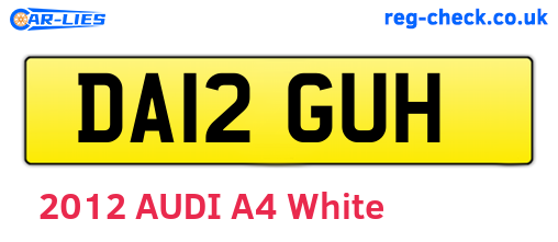 DA12GUH are the vehicle registration plates.