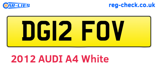 DG12FOV are the vehicle registration plates.