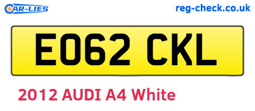 EO62CKL are the vehicle registration plates.