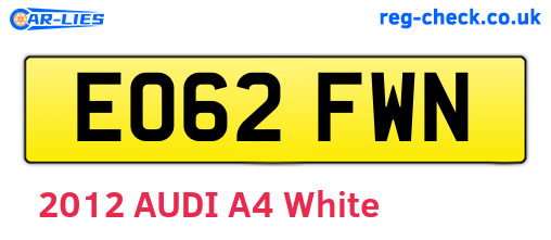EO62FWN are the vehicle registration plates.