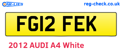 FG12FEK are the vehicle registration plates.