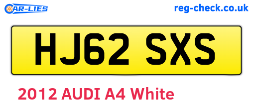 HJ62SXS are the vehicle registration plates.