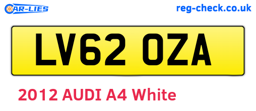 LV62OZA are the vehicle registration plates.