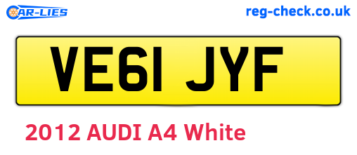 VE61JYF are the vehicle registration plates.