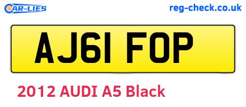 AJ61FOP are the vehicle registration plates.
