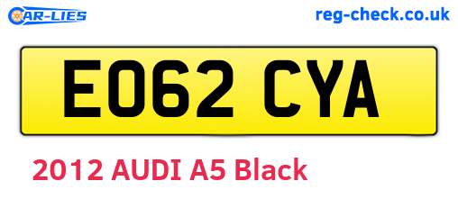 EO62CYA are the vehicle registration plates.