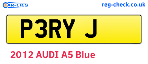 P3RYJ are the vehicle registration plates.