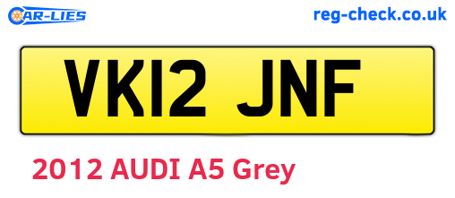 VK12JNF are the vehicle registration plates.