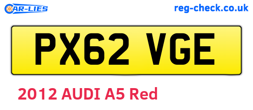 PX62VGE are the vehicle registration plates.