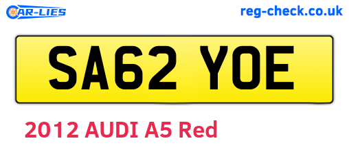 SA62YOE are the vehicle registration plates.
